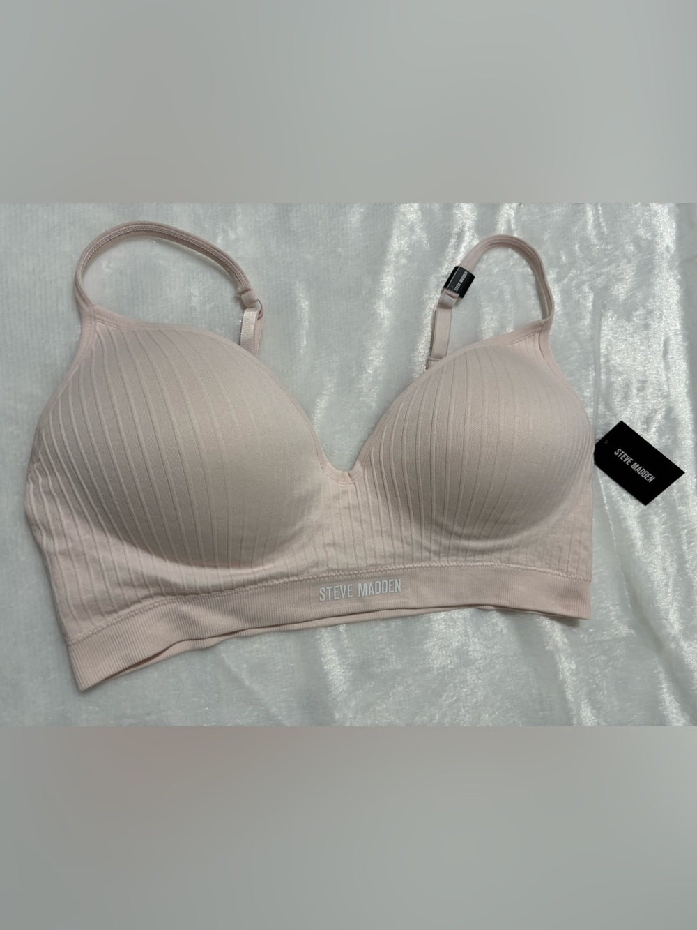 Women’s STEVE MADDEN Pink Ribbed Wire-free Bralette Size 1X (fits like a 40C)